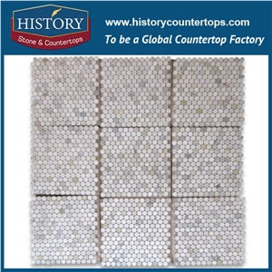 History Stone Engineered Shandong Supply Cheap Price, Wholesale Honed Calacatta Gold Heart Shaped Bubble Pattern Online Mosaic Floor Tiles for Interior Decoration, Flooring & Wall Mosaic