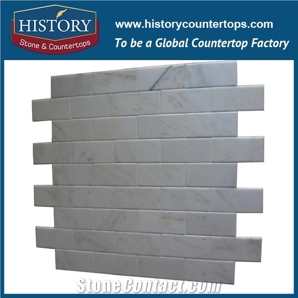 History Stone Factory Price Wholesale World Class, New Design Bianco Carrara Marble Line Strip Mosaic for Kitchen Backsplash and Tv Background Wall, Decorative Mosaic Tile