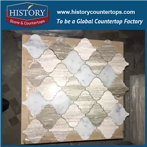 History Stone Famous Brand Fujian Factory, Bianco Carrara Chevron Pattern Mosaic Tiles for Kitchen, Bathroom, Aquarium, Lobby Decoration, Decorative Floor & Wall White Marble Mosaic