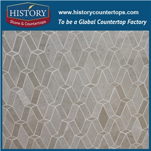 History Stone Famous Fujian Factory, Light Emperador Diamond Shaped Mosaic Tile for Kitchen, Bathroom, Aquarium, Lobby Decoration, Decorative Floor & Wall Brown Marble Mosaic