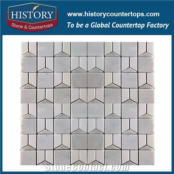 History Stone Famous Guangdong Factory 2017 Best Style, Natural Carara White and Black 3 D Mixed Hexagon Mosaic Tile for Exterior Wall , Decorative Floor & Mural Mixed Color Marble Mosaic