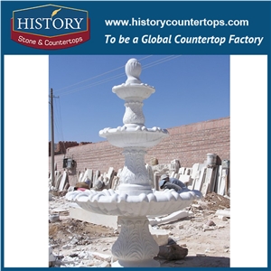 History Stone Fine Quality China Product with Cheap Price, Natural High Polished White Marble Three Tiers Carved Floral Garden Water Fountain, Marble Water Fountain