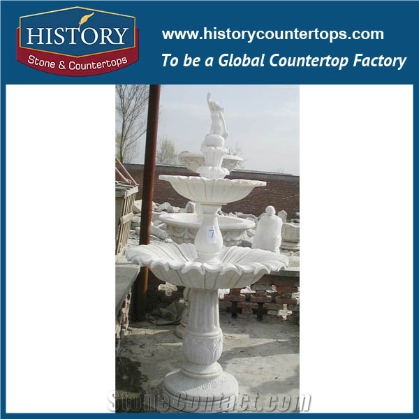 History Stone Fine Quality China Product with Cheap Price, Natural High Polished White Marble Three Tiers Carved Floral Garden Water Fountain, Marble Water Fountain