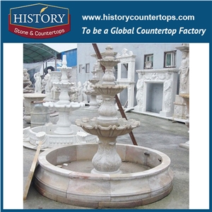 History Stone Fine Workmanship Cheap Fountain by Famous Producer in Guangdong, Natural Yellow Granite Three Layers Red Pedestal Fountain for Square, Park, Market, Stone Garden Fountain