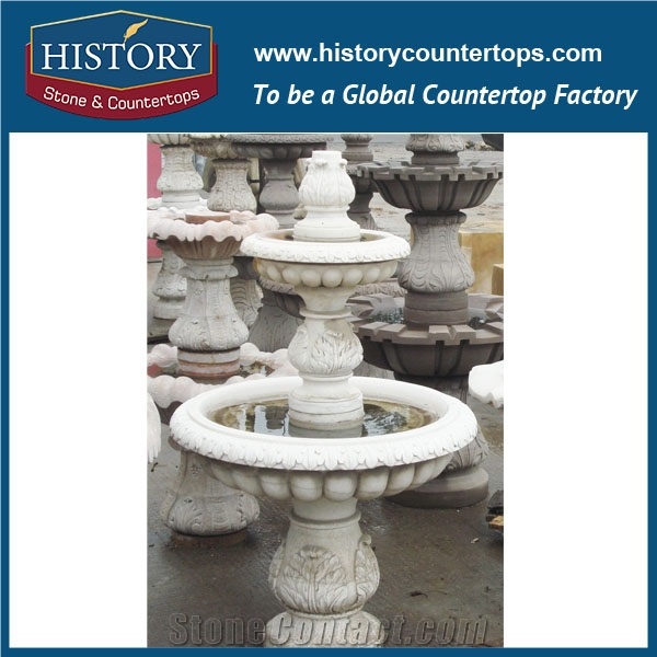 History Stone Fine Workmanship Cheap Fountain by Famous Producer in Guangdong, Natural Yellow Granite Three Layers Red Pedestal Fountain for Square, Park, Market, Stone Garden Fountain