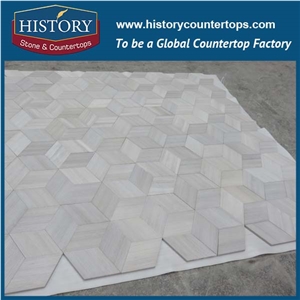 History Stone First Class China Quanzhoun Craftsmanship, White Wood Vein Marble Cambered Flooring Waterjet Mosaic Tile for Bathroom, Lobby Decoration, Floor & Wall Mosaic