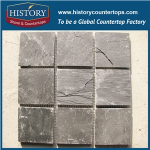 History Stone Foshan Mosaic Factory Dark Grey Color Linear Strip Pattern Wall and Floor Covering Nature Slate Mosaic
