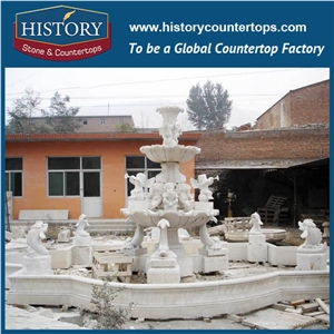 History Stone Fujian Factory Large Assortment Carved Fountain, Low Price Polished Beige Marble Carved Floral Fountain with Talking Children for Outdoor Decoration, Natural Stone Water Fountain