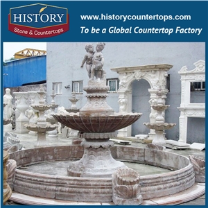 History Stone Fujian Shuitou Ample Supply Fountain, Low Price Polished White Marble Disk-Annulus Base with Curved Basins Fountain for Outdoor Decoration, Natural Stone Water Fountain