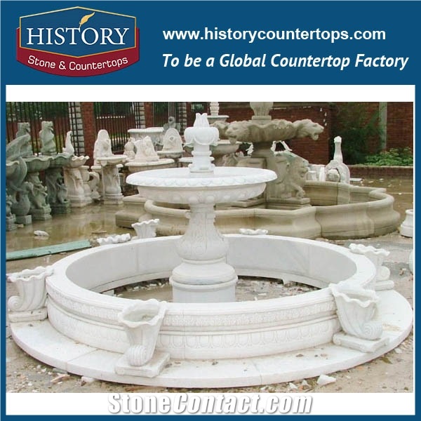 History Stone Good Production Line with Factory Price, Luxury Design Beige Travertine Handmade Spire Carved Column Fountain Waterfall for Landscaping Ornament, Decorative Garden Water Fountain