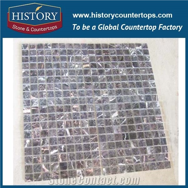 History Stone Great Design Guangdong Factory on Sale, Light Emperador Natural Marble Square Pattern Mosaic Tiles Made in China for Hotel, Villa, Hall, Lobby Decoration, Wall, Roof and Flooring Mosaic