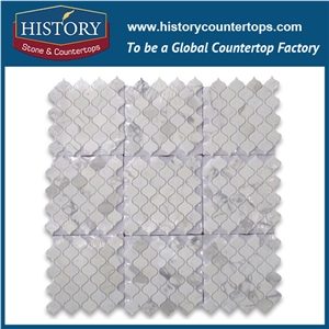 History Stone Guangdong Foshan Master Tiles Shop, Engineered Design Natural Honed Carrara White Marble Lantern Shaped Pattern Mosaic Tiles for Kitchen Backsplash, Wall and Floor Mosaic