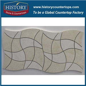 History Stone Guangdong Supplier with Factory Price Quick Delivery, Bianco Carrara and Beige Rhomboid Mosaic Tile with Low Price for House Decoration, Natural Marble Floor & Wall Mosaic