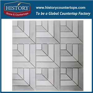 History Stone Guangdong Supplier with Factory Price Quick Delivery, Decorative Jade White and Grey Marble Square Radiant Typed Mosaic Wall Tile for Interior Decoration, Flooring & Mural Mosaic