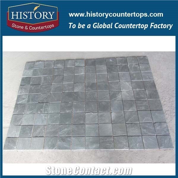 History Stone Guangdong Supplier with Factory Price Quick Delivery, Grey Slate Square Pattern Mosaic Tile with Low Price for House Decoration, Natural Stone Floor and Wall Mosaic