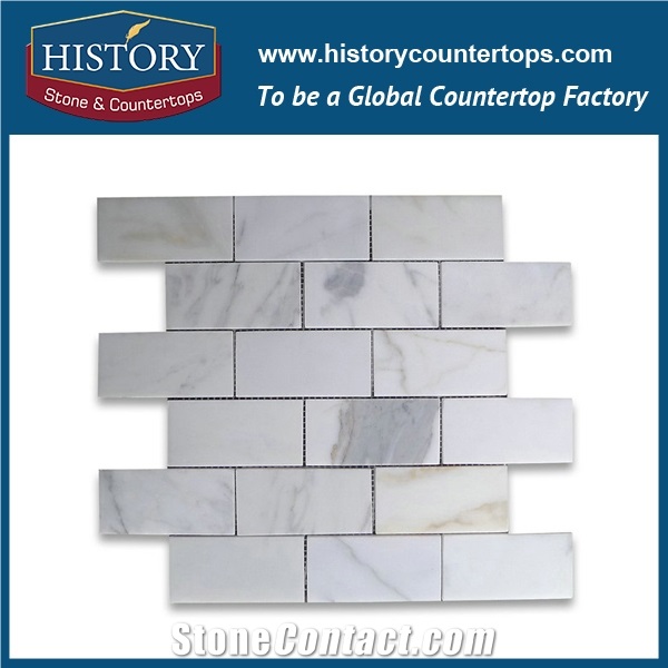 History Stone Guaranteed Brand Quanzhou Supplier Qualified Products, Popular Italy Calacatta Gold Marble Grand Brick Mosaic Tiles with Low Price for House Decoration, Flooring & Wall Mosaic