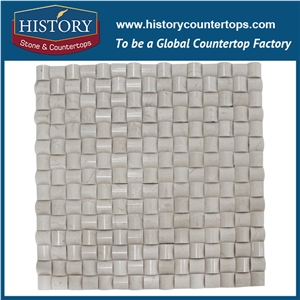 History Stone Guaranteed Quality Quanzhou Shuitou Quality, Popular Polished Cream Marfil 3 D Cambered 2×2 Mosaic Tiles with Low Price for House Decoration, Flooring & Wall Beige Marble Mosaic