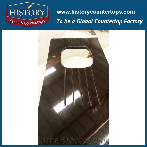 History Stone Hg076 China Black Latest Type with Straight Edges Antique Polishing Pre Cut Delicate Bathroom Design for Home Countertops & Vanity Top