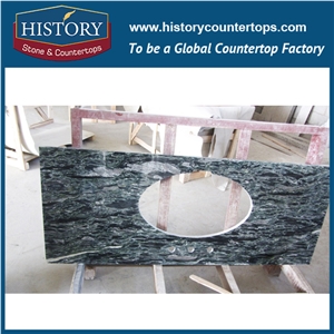 History Stone Hg147 Multicolor Green Polishing Cover Bullnose Customised Shape Wholesale Solid Surface Countertop & Vanity Top for Hotel Project