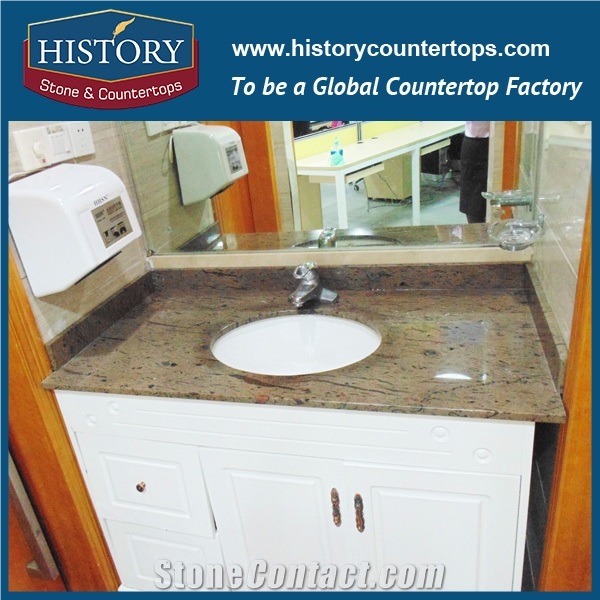 History Stone Hg218 Giallo Peacock Custom Size Double Edge Laminated Well Made Home Bathroom Furniture Material for Durable Countertops & Vanity Top