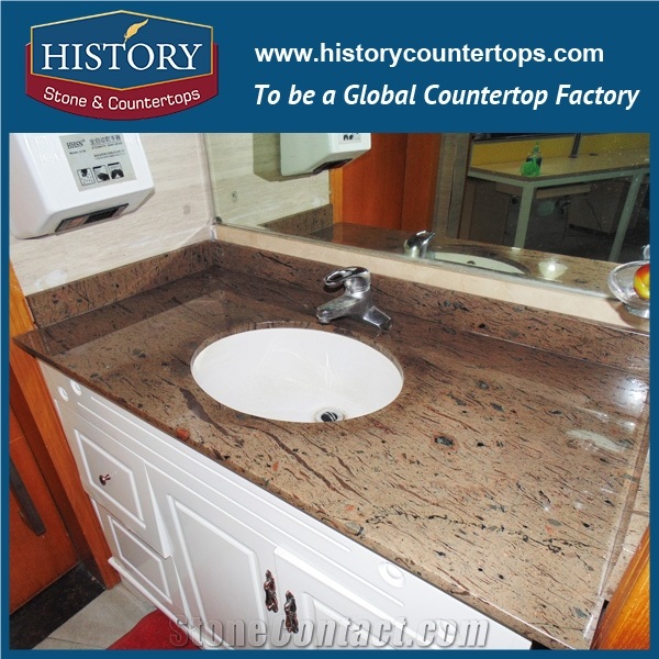 History Stone Hg218 Giallo Peacock Radius Top Wholesale Shaped Commercial Integrated Design Solid for Building Countertop, Bathroom Vanity Tops