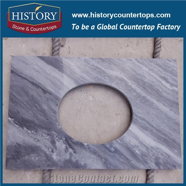 History Stone Hg228 Multicolor Grey Polished Edge Prefab Size Factory Supply Custom Solid Surface Modern Bathroom Countertops & Vanity Top
