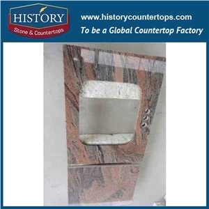 History Stone Hgj017 Multicolor Red Radius Top Wholesale Shaped Natural Durable Design Replacement for Building Countertop, Bathroom Vanity Tops
