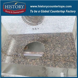 History Stone Hgj019 Baltic Brown Customized Edges Products Factory Supply Composite Molded Base for Shaped Countertop Vanity Top
