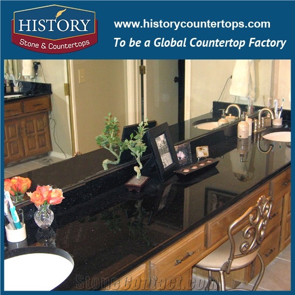 History Stone Hgj021 Galaxy Black Antique Prefabricated Granite Factory Supplier Modular Exotic Style Solid for Apartment, Countertop, Bathroom Vanity Tops & Counter