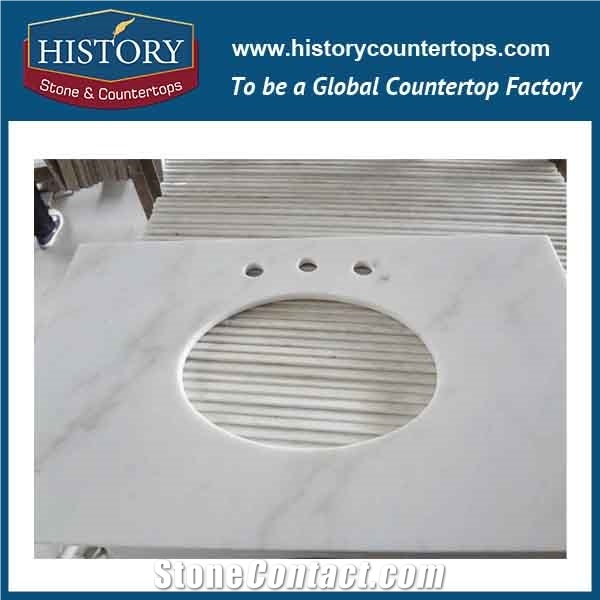 History Stone Hhm051 Landscape White Bullnose Double Edge Laminated Customized Design Polishing Countertops & Bathroom Vanity Top with Different Edge as Requirement for Hotel