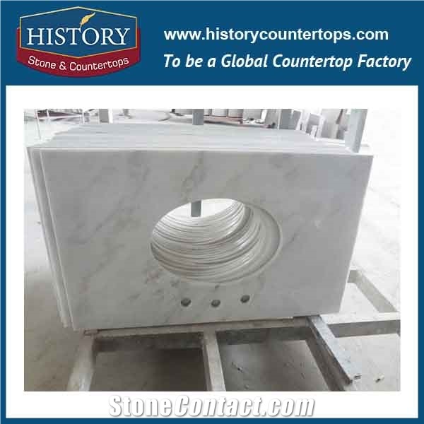 History Stone Hhm051 Landscape White Bullnose Double Edge Laminated Customized Design Polishing Countertops & Bathroom Vanity Top with Different Edge as Requirement for Hotel