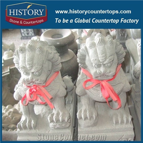 History Stone High Quality Cheap Price Wholesale Products, Natural Granite Grey Color Famous a Pair Of Chinese Antique Lions Sculpture, Hot-Selling for Decorations, Animal Statue & Handcrafts
