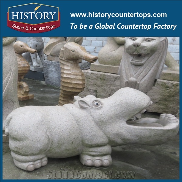 History Stone High Quality Cheap Price Wholesale Products, Natural Granite Grey Color Famous Customized Hippopotamus Sculpture, Hot-Selling for Decorations, Animal Statue & Handcrafts