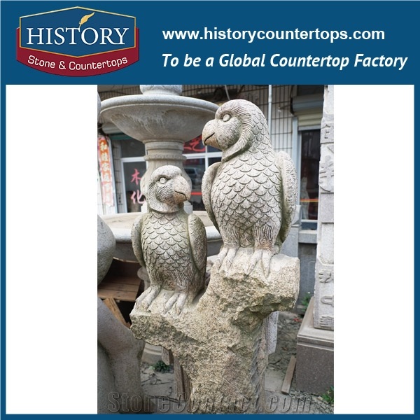 History Stone High Quality Cheap Price Wholesale Products, Natural Granite Yellow Color Famous a Pair Of Birds Carving Stone Sculpture, Hot-Selling for Decorations, Animal Statue Handcrafts