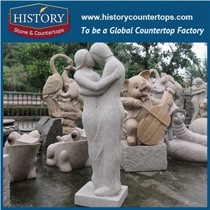 History Stone High Quality Cheap Price Wholesale Products, Natural Granite Yellow Color Famous Abstract Dancing Men and Women Sculpture, Hot-Selling for Decorations, Human Statue Handcrafts