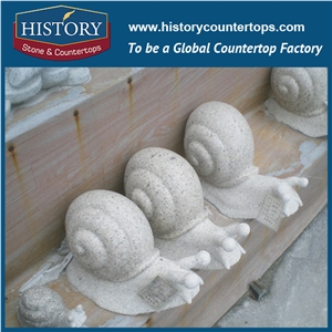 History Stone High Quality Cheap Price Wholesale Products, Natural Granite Yellow Color Famous Customized Lovely Snails Sculpture, Hot-Selling for Decorations, Animal Statue & Handcrafts