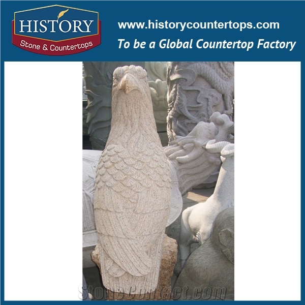 History Stone High Quality Cheap Price Wholesale Products, Natural Granite Yellow Color Famous Customized Standing Gazing Eagles Sculpture, Hot-Selling for Decorations, Animal Statue & Handcrafts