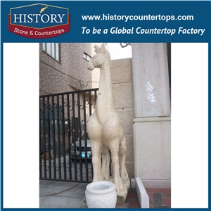 History Stone High Quality Cheap Price Wholesale Products, Natural Granite Yellow Color Famous Customized Standing Giraffes Sculpture, Hot-Selling for Decorations, Animal Statue & Handcrafts