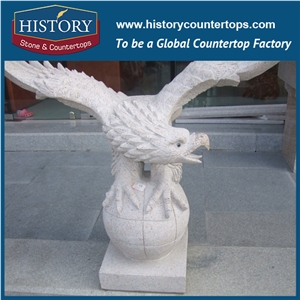 History Stone High Quality Cheap Price Wholesale Products, Natural Granite Yellow Color Famous Customized Three Lovely Eagles Sculpture, Hot-Selling for Decorations, Animal Statue & Handcrafts