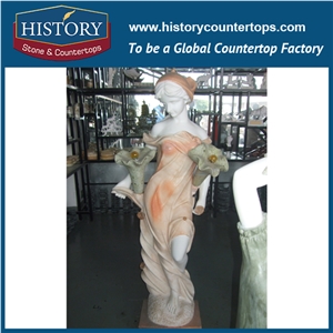 History Stone High Quality Cheap Price Wholesale Products, Natural Marble Pink Color Famous Beautiful Long Hair Dancing Lady Sculpture, Hot-Selling for Decorations in Garden, Square, Household, Human