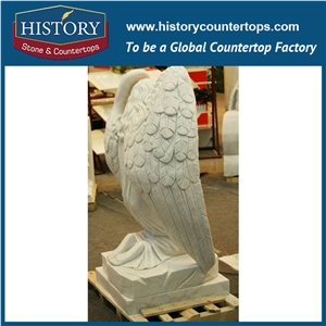 History Stone High Quality Cheapest Price Wholesale Decorative Products, Attractive Exquisite Hand Carved White Marble Angel Surrounded by Flowers Statue, Human Sculptures & Handcrafts