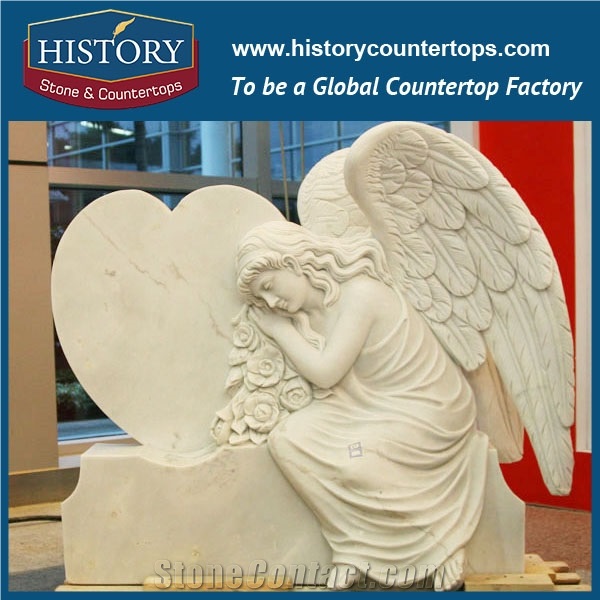 History Stone High Quality Cheapest Price Wholesale Decorative Products, Attractive Exquisite Hand Carved White Marble Little Angel Gazing the Distant Statue, Human Sculptures & Handcrafts