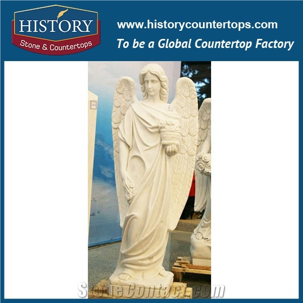 History Stone High Quality Cheapest Price Wholesale Decorative Products, Attractive Exquisite White Marble Beautiful Angel Sleeping Holding Flowers Statue, Human Sculptures Handcrafts