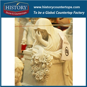 History Stone High Quality Cheapest Price Wholesale Decorative Products, Attractive Exquisite White Marble Beautiful Angel Sleeping Holding Flowers Statue, Human Sculptures Handcrafts