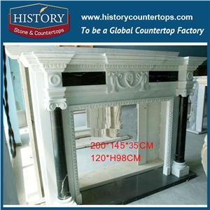 History Stone High Quality Cheapest Price Wholesale Home Decorative Products, Attractive Beige Marble Royal Design Exquisite Carved Man and Leopard Fireplace, Mantel Surround & Handcrafts