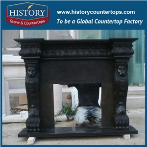 History Stone High Quality Cheapest Price Wholesale Home Decorative Products, Attractive Beige Marble Royal Design Exquisite Carved Man and Leopard Fireplace, Mantel Surround & Handcrafts