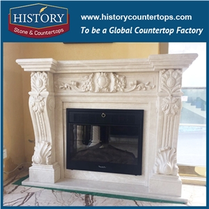 History Stone High Quality Cheapest Price Wholesale Home Decorative Products, Attractive Hot Selling Natural Beige Marble Masonry Fireplaces with Carved Flowers, Mantels Surround & Handcrafts