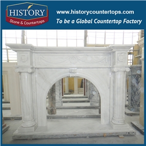 History Stone High Quality Cheapest Price Wholesale Home Decorative Products, Attractive Hot Selling Natural Beige Marble Masonry Fireplaces with Carved Flowers, Mantels Surround & Handcrafts