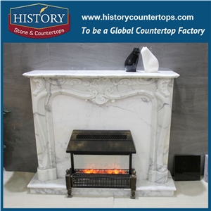 History Stone High Quality Cheapest Price Wholesale Home Decorative Products, Attractive Hot Selling Pink Marble Royal Design Flower-Carved Fireplace, Mantel Surround & Handcrafts