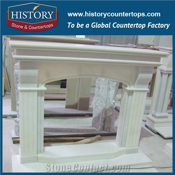History Stone High Quality Cheapest Price Wholesale Home Decorative Products, Attractive Hot Selling White Marble English Palladian Style Masonry Fireplaces Frame, Mantel Surround & Handcrafts